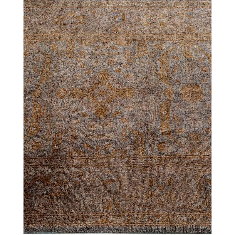 Overton Hand Knotted Wool Vintage Inspired Modern Contemporary Overdyed Gray Runner Rug - 2' 8" x 12' 8"