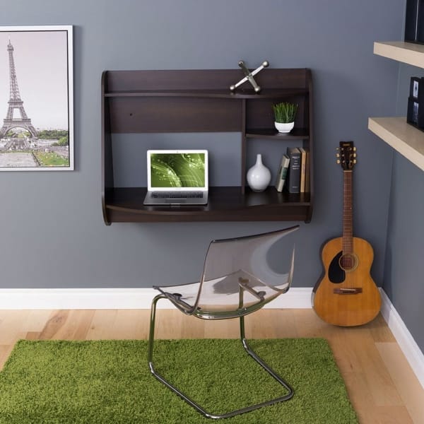 Shop Espresso Wall Mount Modern Floating Desk For Laptop Computer