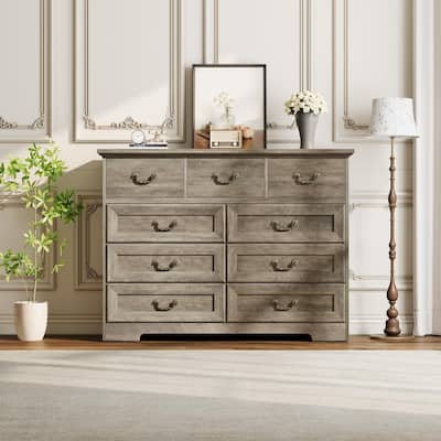 9-Drawer Dresser for Bedroom- Vintage Rustic Wood Chest with Natural Texture, Spacious Storage for Clothes & Essentials,
