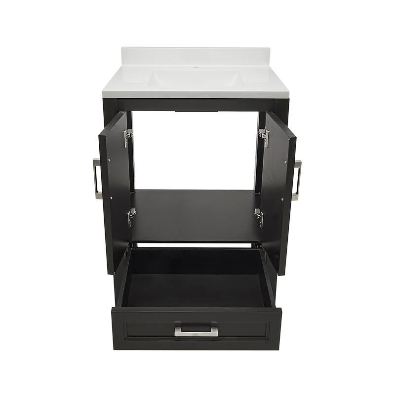 Nevado 25 in. W x 19 in. D x 36 in. H Bath Vanity in with White Cultured Marble Top Single Hole