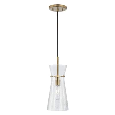 6" 1-light Pendant w/ Clear Half-Crackle Tapered Glass