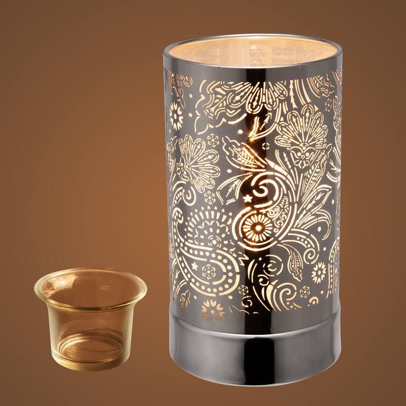 7" Touch lamp/Oil burner/Wax warmer-Silver Secret Garden - 3.75*3.75*7