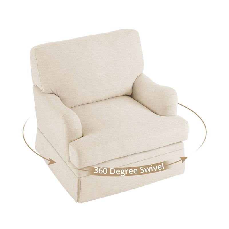 LUE BONA Deep Seat Single Sofa Fabric Swivel Armchair, Single-Seater Living Room Accent Chair