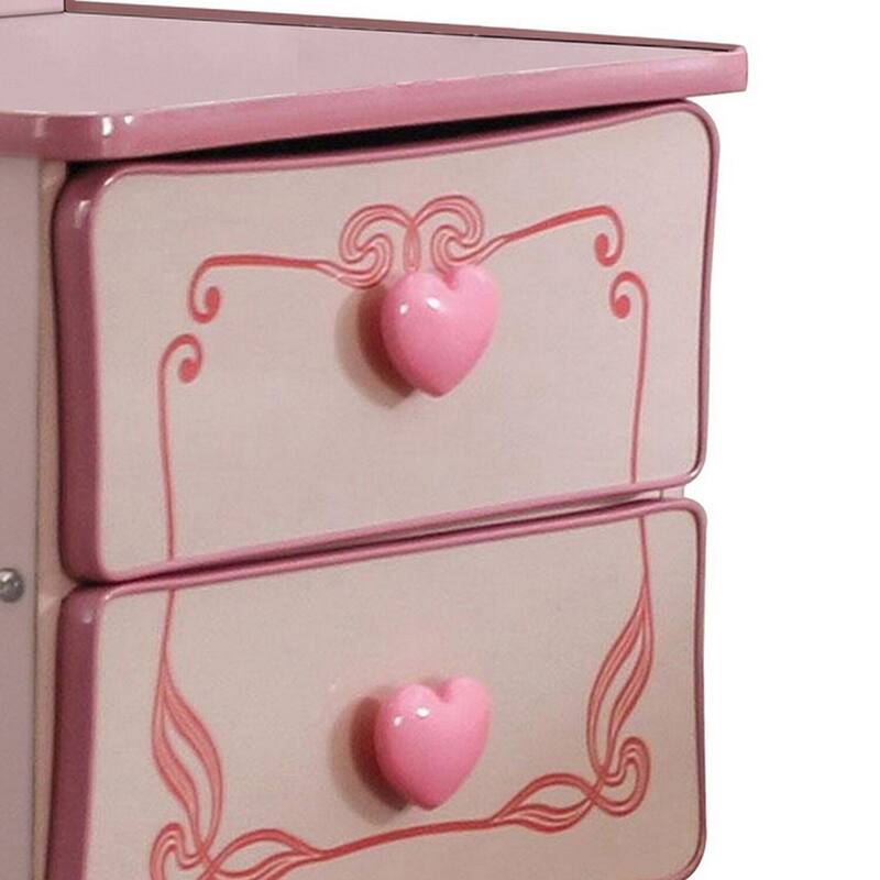 Pink 2 Drawer 19.5 in. W Nightstand with Sturdy Drawer Pulls