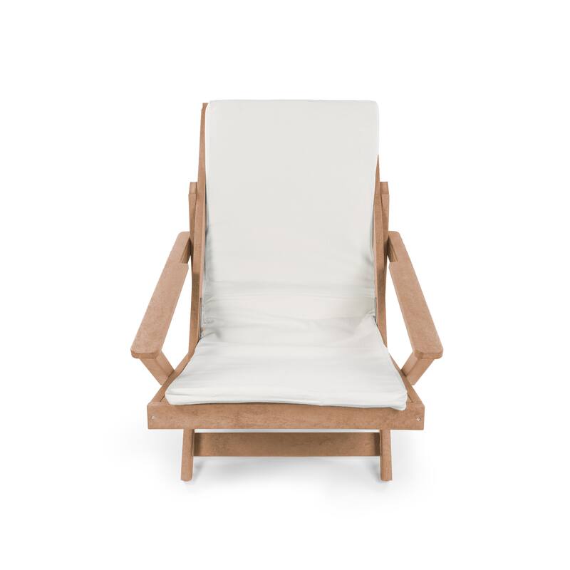 Aspen Fully Assembled All-Weather HDPE Outdoor Folding Lounge Chair with Removable Cushion