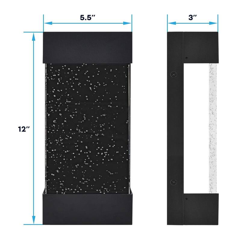 Luxrite Modern LED Up Down Outdoor Wall Lights, Bubble Glass, 12W, 3CCT 3000K 4000K 5000K, IP65, 12", Aluminum, ETL