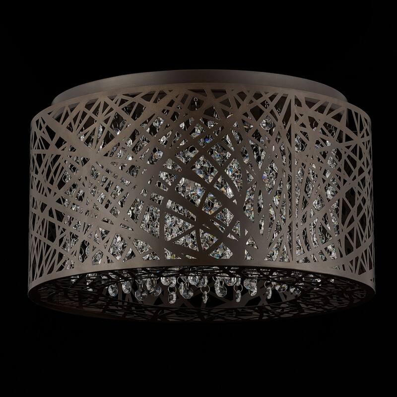 CO-Z 16-Inch Drum Flush Mount Crystal Chandelier
