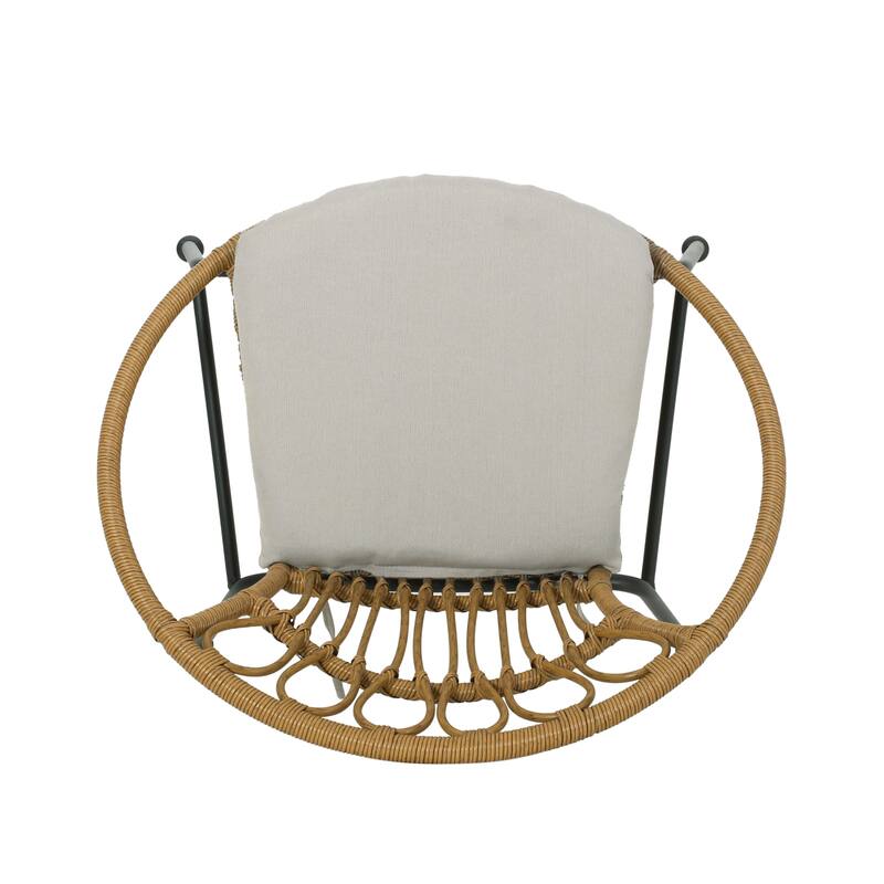 Roomfitters Banya Outdoor Rattan Chair Set with Cushions, Modern Patio Seating for Garden or Balcony, Light Brown