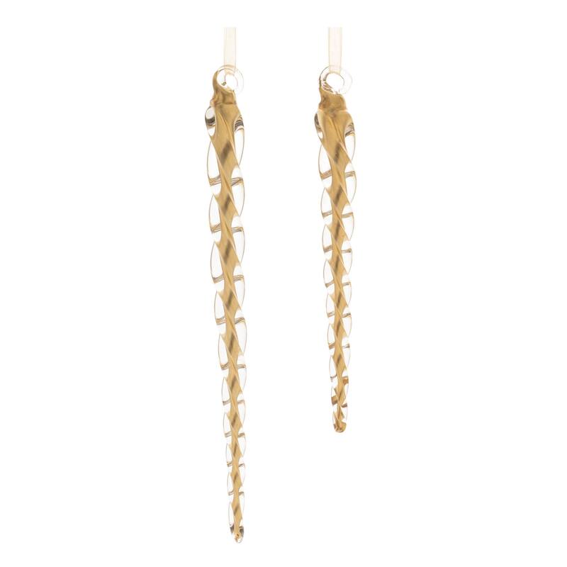 Swirled Glass Icicle Ornament (Set of 12) - N/A