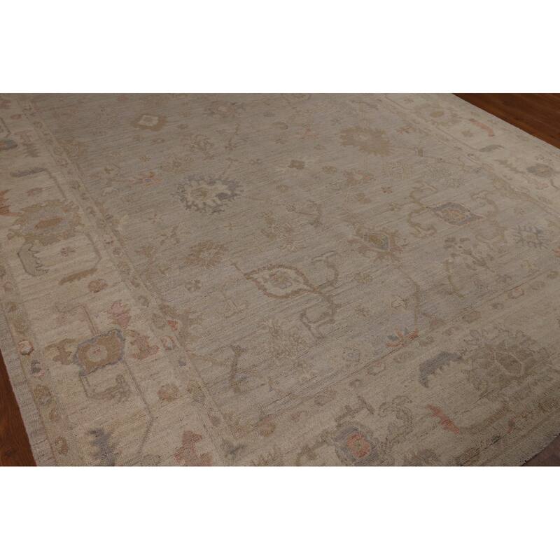 Vegetable Dye Oushak Turkish Area Rug Handmade Bedroom Wool Carpet - 8'0"x 9'10"