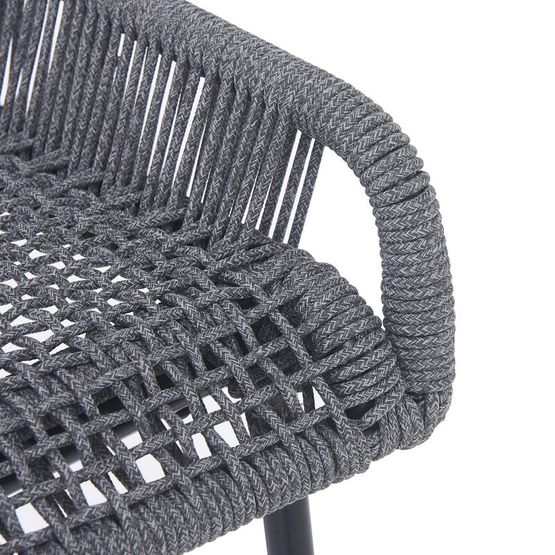 Neri Iron Outdoor Patio Rope Weave Barstools (Set of 2) by Christopher Knight Home
