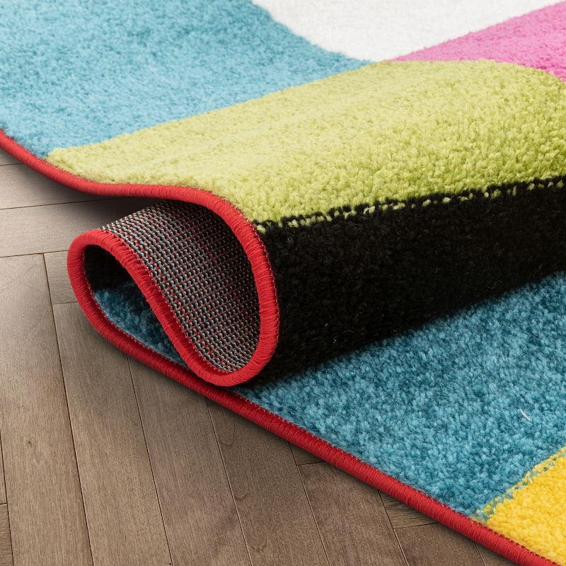 Well Woven Starbright Bright Square Geometric Kids Area Rug