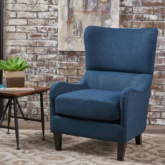 Quentin High-Back Club Chair by Christopher Knight Home - Navy Blue
