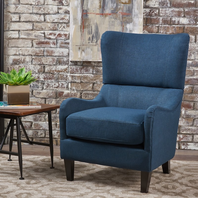 Quentin High-Back Club Chair by Christopher Knight Home - Navy Blue
