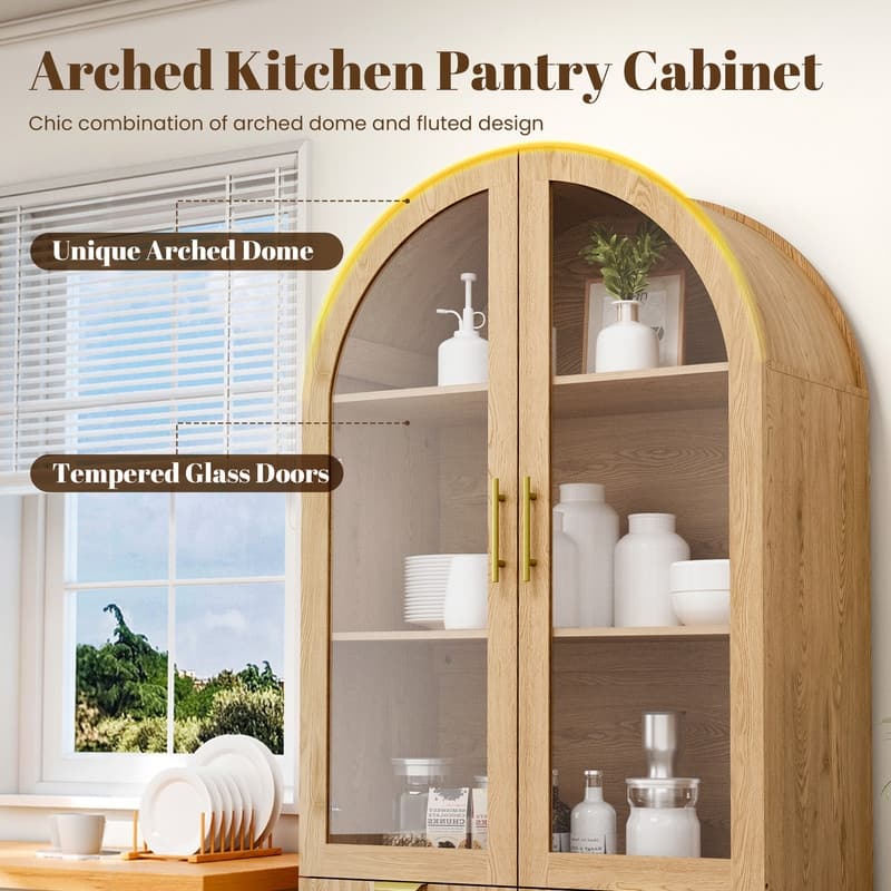 71''Tall Arched Storage Bookcase