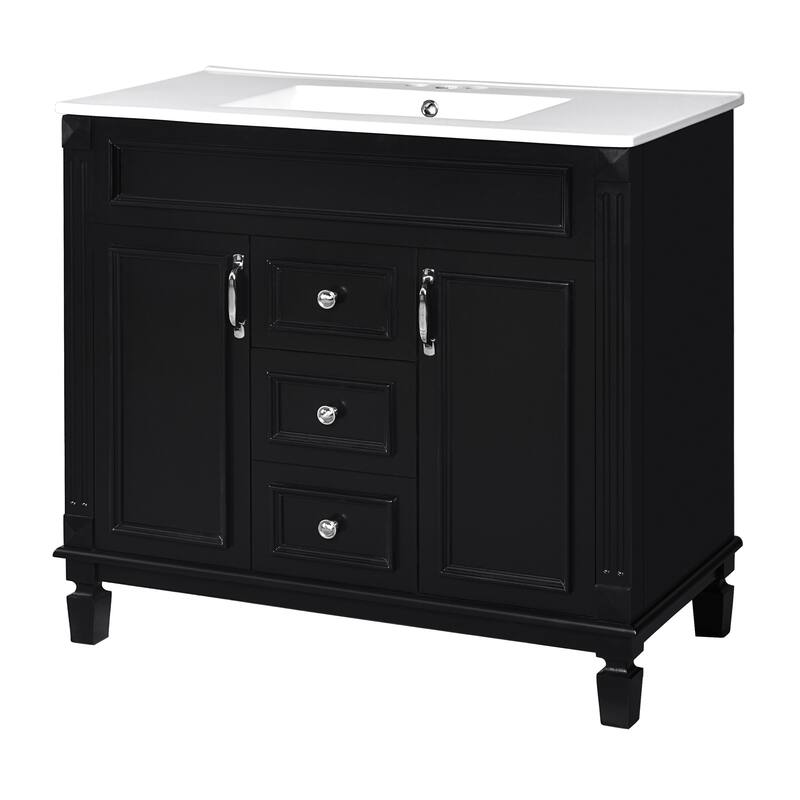 36-Inch Single Sink Bathroom Vanity with Soft-Close Doors, 2 Drawers, and Stylish Modern Design