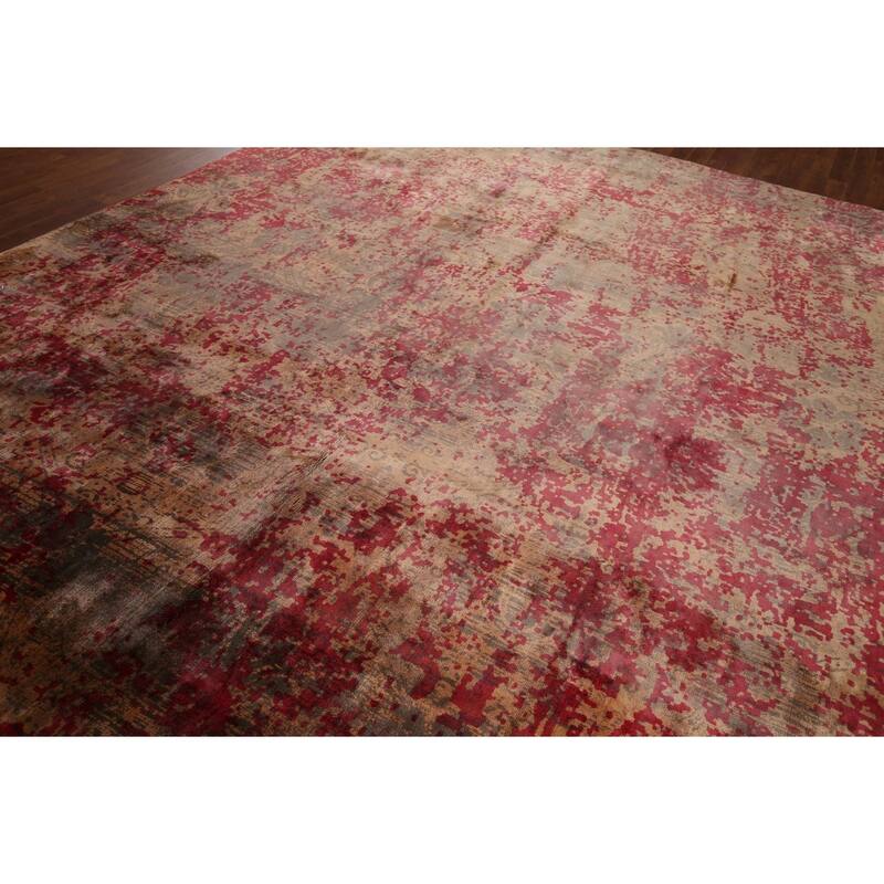 Abstract Area Rug Handmade Multi-Color Wool Carpet - 8'4"x 11'5"