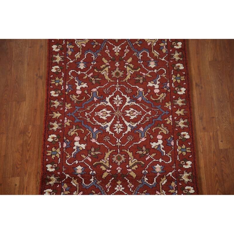 All-Over Orange Heriz Serapi Indian Area Rug Handmade Wool Carpet - 2'7"x 5'11"