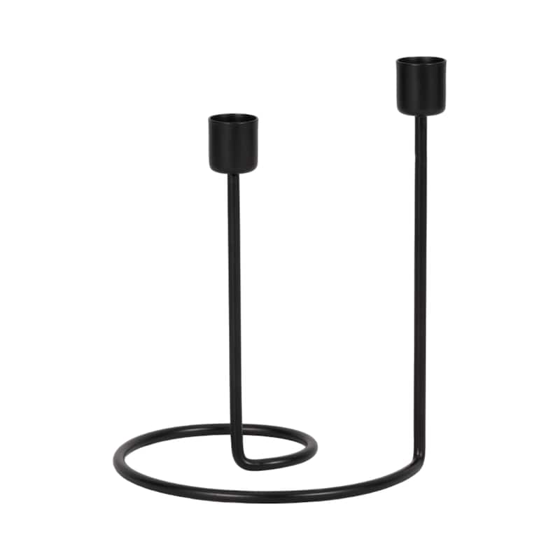 Modern Metal Taper Holder Open-Frame Design and Dual Candle Support