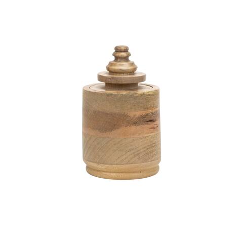 Foreside Home & Garden Natural Mango Wood Canister with Lid - 4.5x4.5x6.5