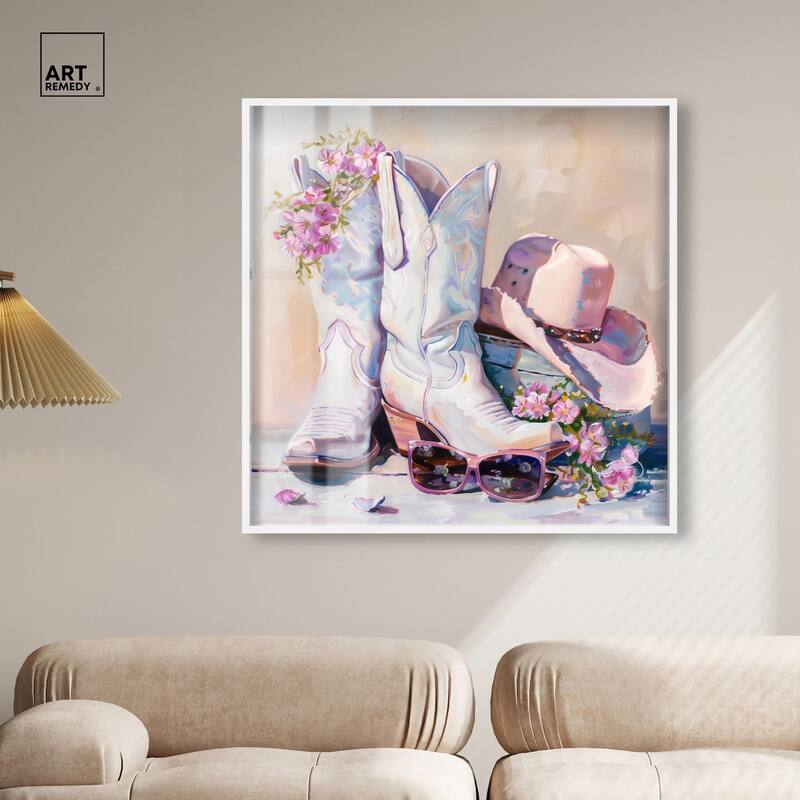 Spring Pink Cowboy Necessities Shadowbox by Art Remedy
