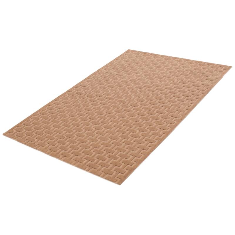 ECARPETGALLERY Hand Loomed Kashkuli Gabbeh Taupe Wool Rug - 5'0 x 8'0