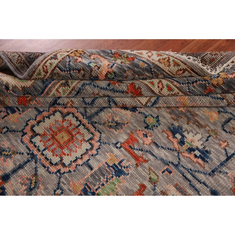 Gray Oushak Oriental Area Rug Hand-Knotted Wool Carpet - 8'0" x 10'2"