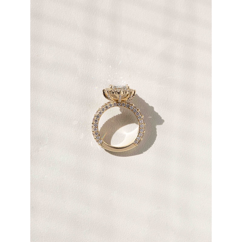 Kobelli 6 Carats Radiant Lab Grown Diamond Certified 14k Solid Gold Rococo Halo Comfort Fit Wide Simi Bridal Set