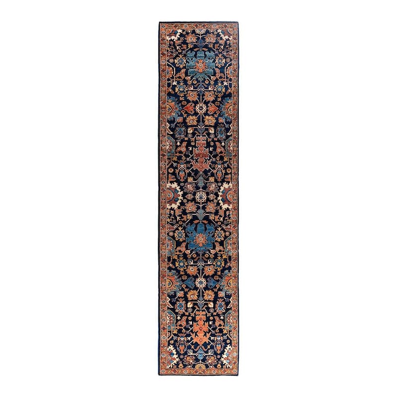 Serapi One-of-a-Kind Hand-Knotted Runner Rug - Blue, 2' 8" x 11' 4" - 2' 8" x 11' 4"