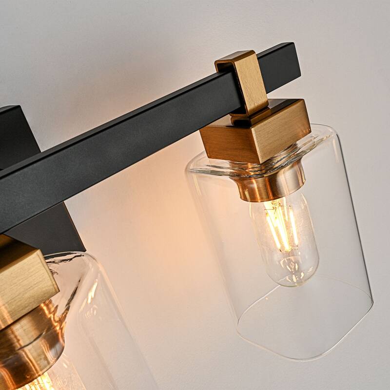 3-Light Bathroom Vanity Light Wall Sconce with Clear Glass Shade - 20.1-in W x 5.7-in D x 8.9-in H