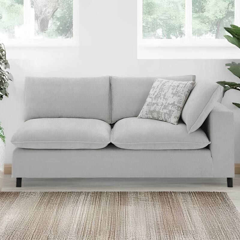 Upholstered Modular Right Facing Loveseat with 2 Pillows in Beige