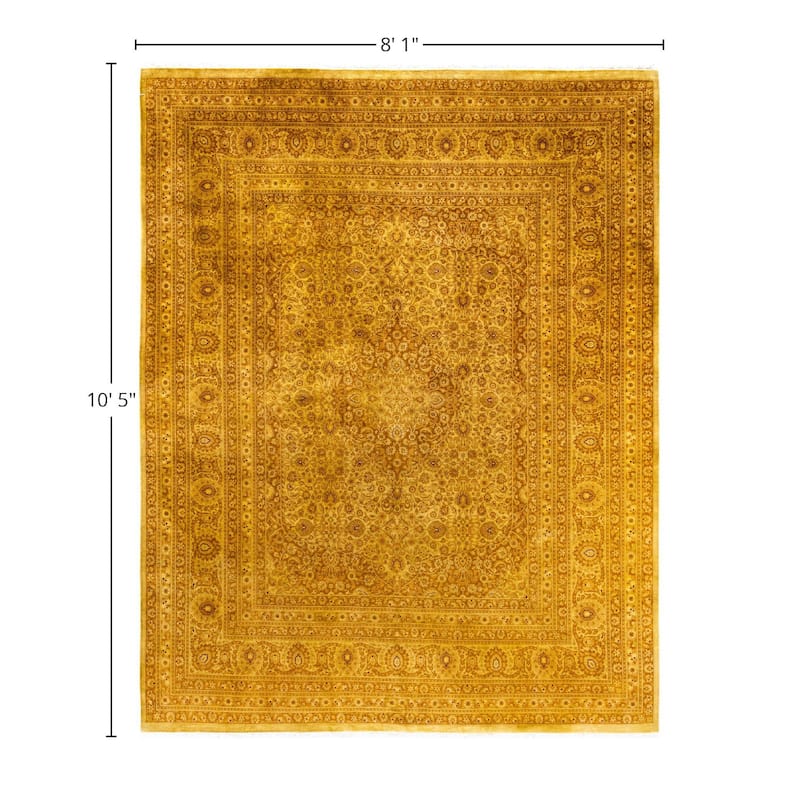 Overdyed One-of-a-Kind Hand-Knotted Area Rug - Yellow - 8' 1" x 10' 5"