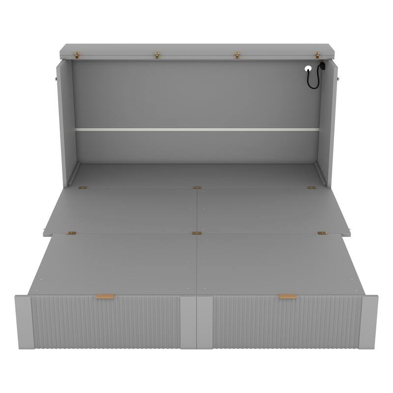 Murphy Bed with Pulley Design, Drawer, and USB Ports
