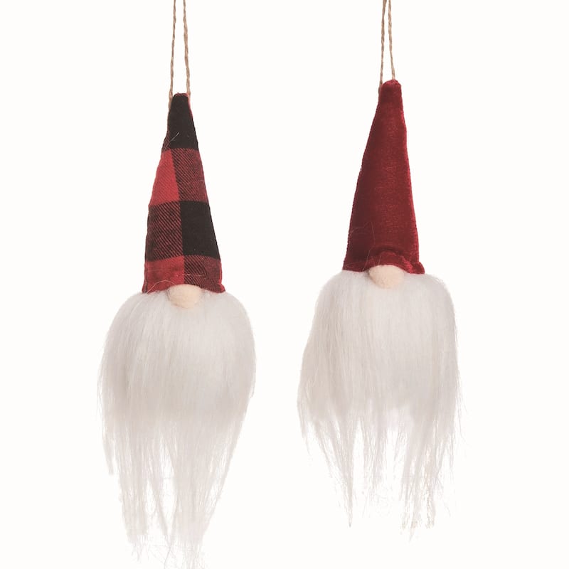 Transpac Polyester Multicolor Christmas Plush Gnome Ornaments Set of 2