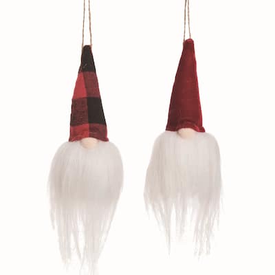 Transpac Polyester Multicolor Christmas Plush Gnome Ornaments Set of 2