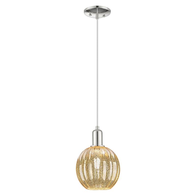 Innovations Lighting Downtown Urban - Preston - 1 Light 7" Globe Shade Cord Hung Mini Pendant - Polished Nickel/Mercury Shade