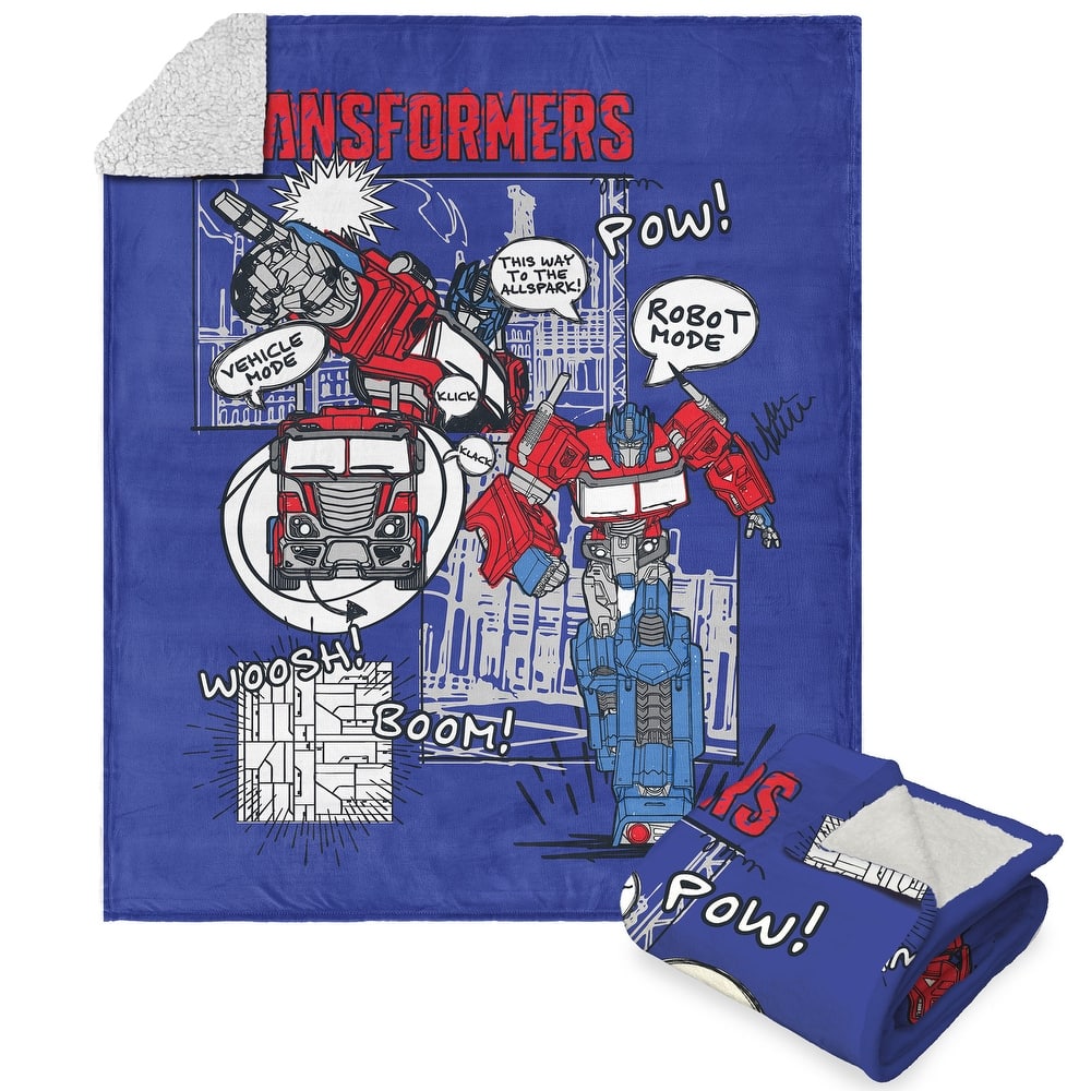 Hasbro Transformers Silk Touch Sherpa Throw Blanket