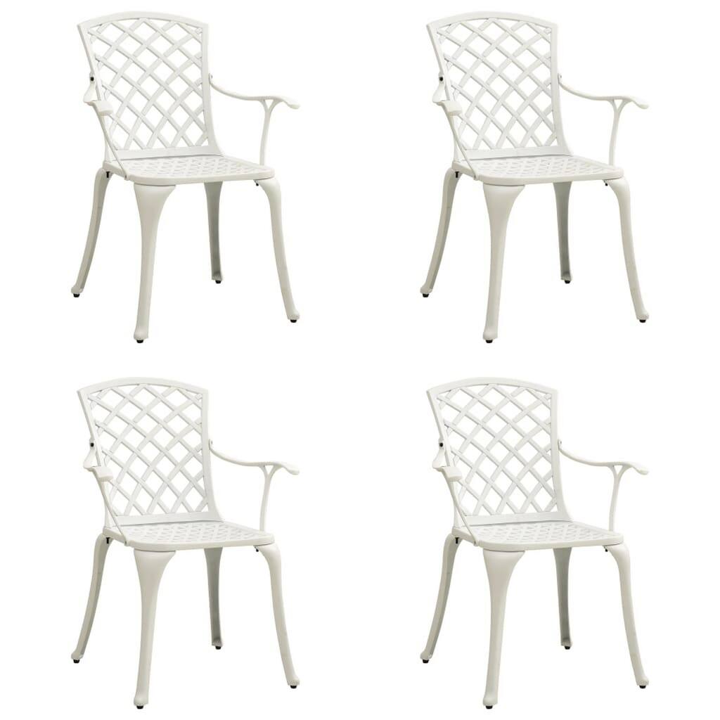 Outdoor Patio Chair Set of 4, Cutout Backrests, White Aluminum Metal