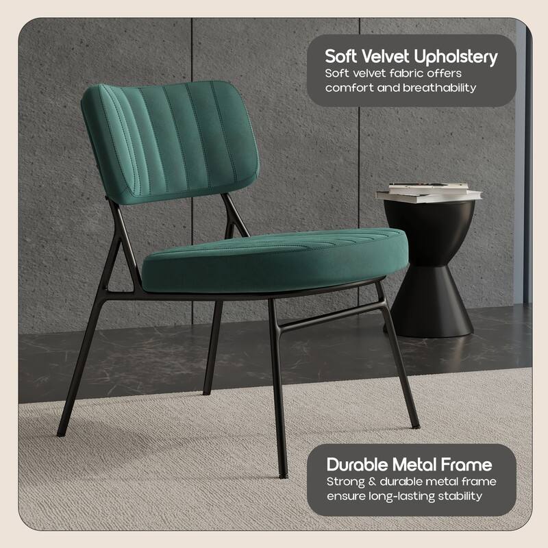 Marilane Modern Set of 2 Velvet Upholstered Accent Chairs with Sturdy Metal Legs for Home Office and Lounge Living Room