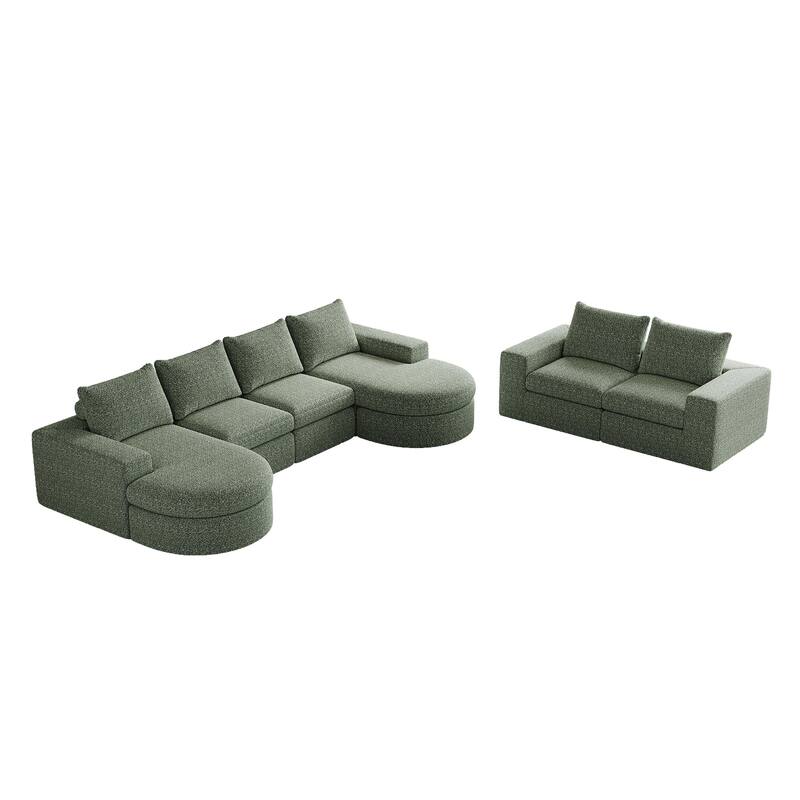 Roomfitters 99" Modern Chenille Cloud Curved Sectional Sofa with Chaise, L-Shaped Couch, for Living Room or Apartment