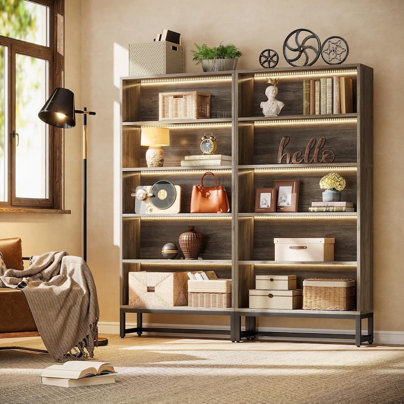 71-Inch Tall Bookcase, Heavy Duty Free-Standing Library Bookshelf with 5-Tier Shelves for Living Room