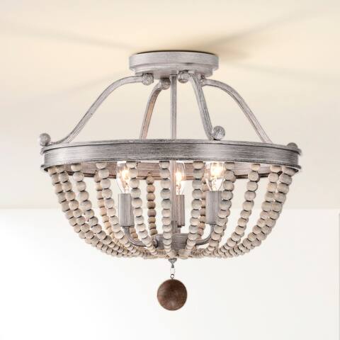 Onos 17 Inch Natural Vintage Bead Semi Flush Mount 3-Light