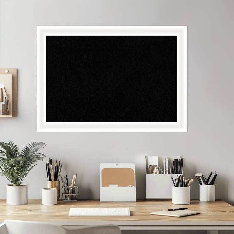 Oliver White Narrow Wood Framed Cork Board - Bulletin Board, Organization Board, Pin Board