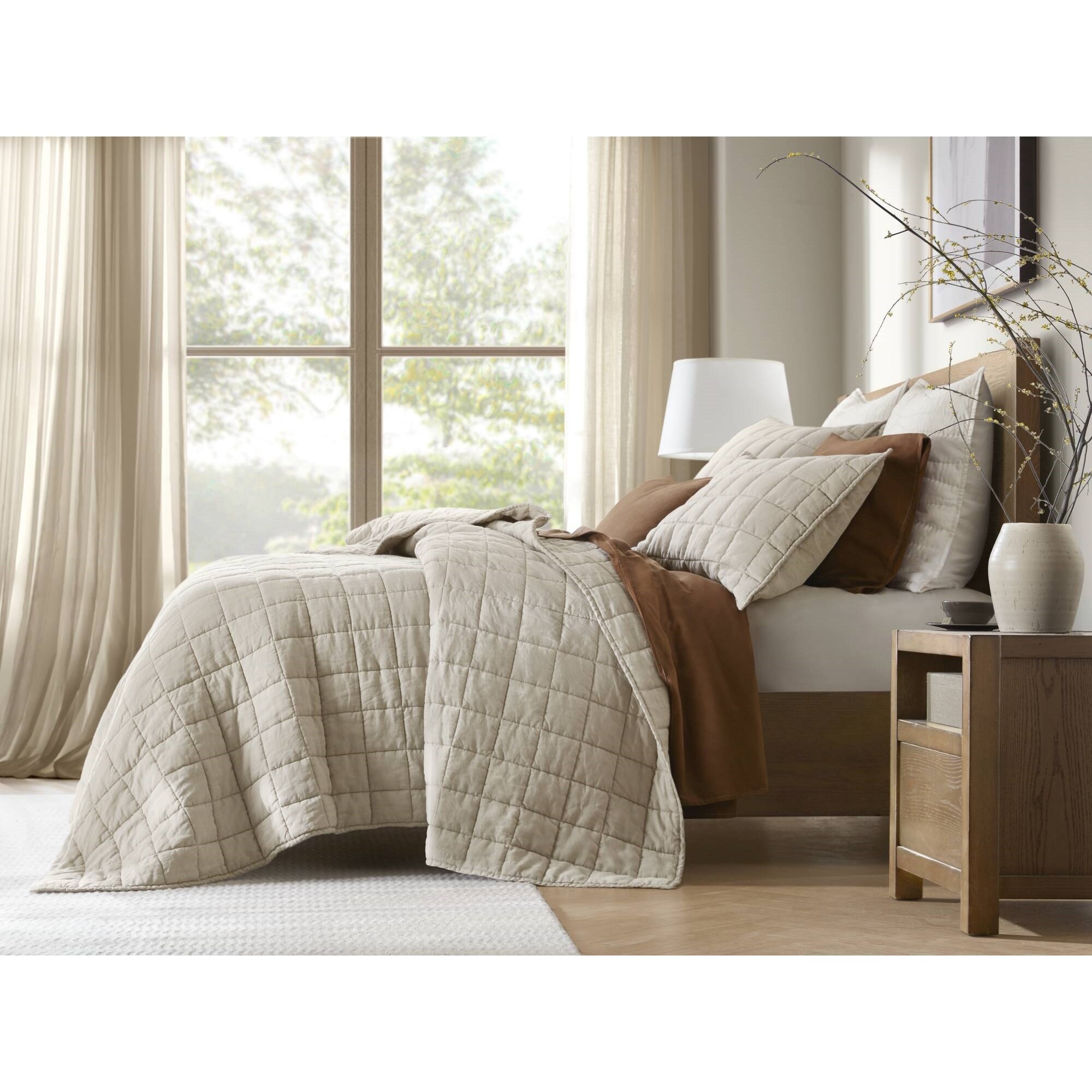 Harbor House French Flax Linen Garment Washed Quilt Set
