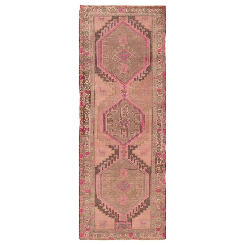 ECARPETGALLERY Hand-knotted Konya Anatolian Pink Wool Rug - 3'7 x 9'8 - Pink - 3'7 x 9'8