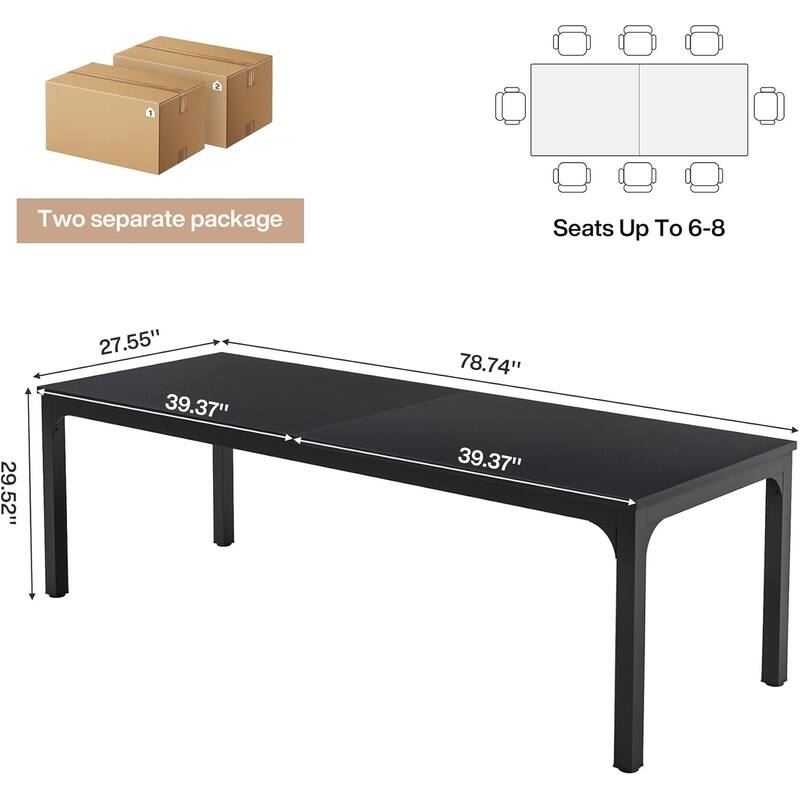 Rectangle 13FT Large Conference Table Set of 2, 78.74-Inch Meeting Seminar Table, Long Business Table