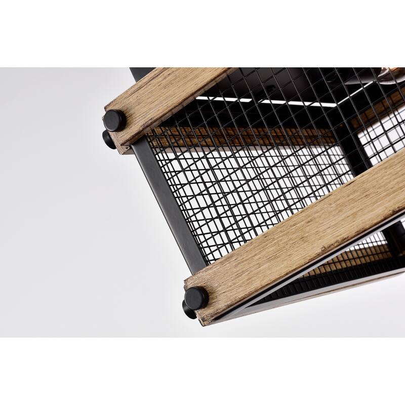 Fynn Matte Black 3-Light Geometric Metal Cage Flush Mount