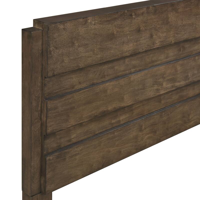 Classic Dark Walnut King Bed - Solid Rubberwood Frame with Headboard & Footboard