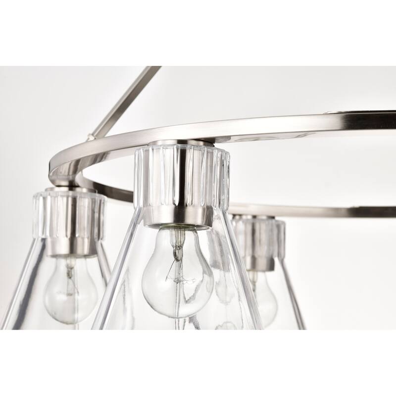 Gianna 6 Light Chandelier Brushed Nickel Finish Clear Glass - Brushed Nickel