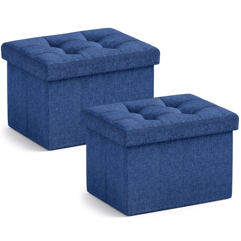 2 Pack Small Rectangle Foldable Storage Ottoman